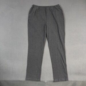 LL Bean Pants Womens XL Tall Gray Heathered Perfect Fit Tapered Pull On Cotton